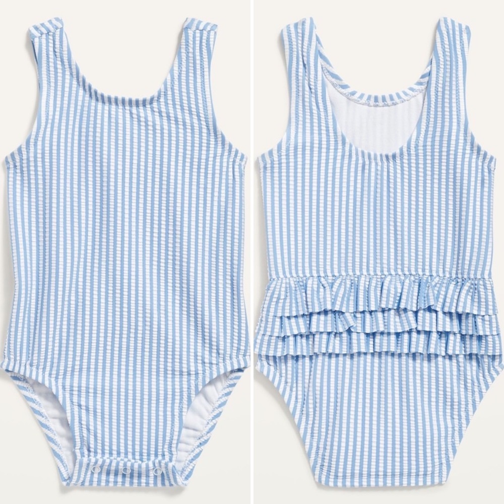 Old Navy baby girl seersucker swimsuit 3-6M